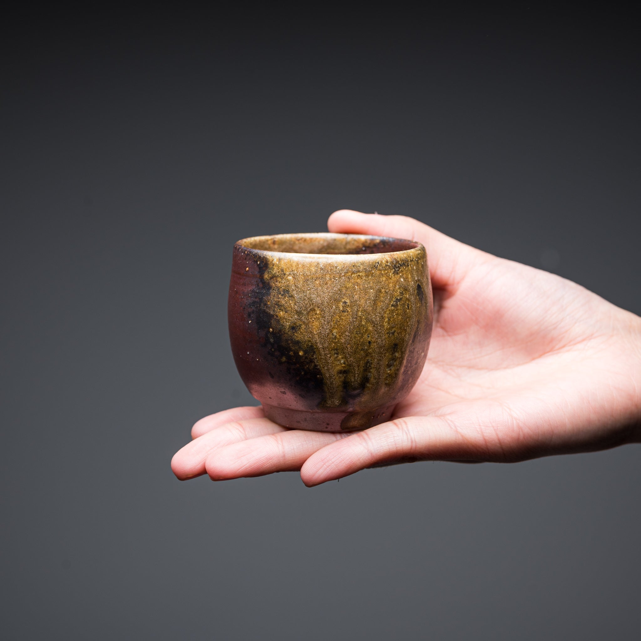 Bizen Pottery Regular Sake Cup with Wooden Box - Goma / 備前焼 ぐい呑み