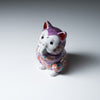 Kutani Ware Animal Ornament - Purple Begging Cat / 九谷焼 おねだり猫