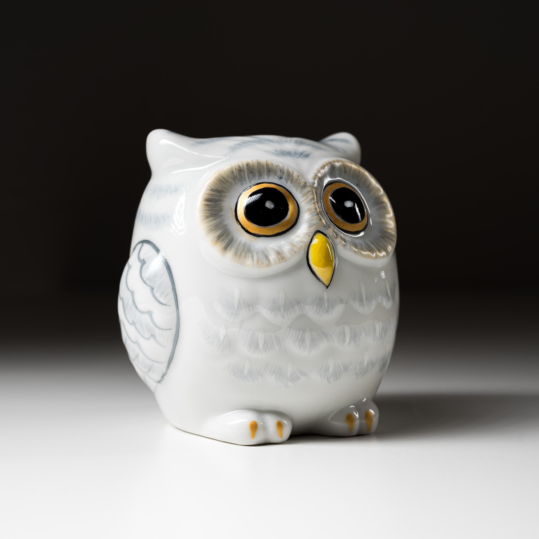 Kutani Ware Animal Ornament - White Owl / 九谷焼 白梟