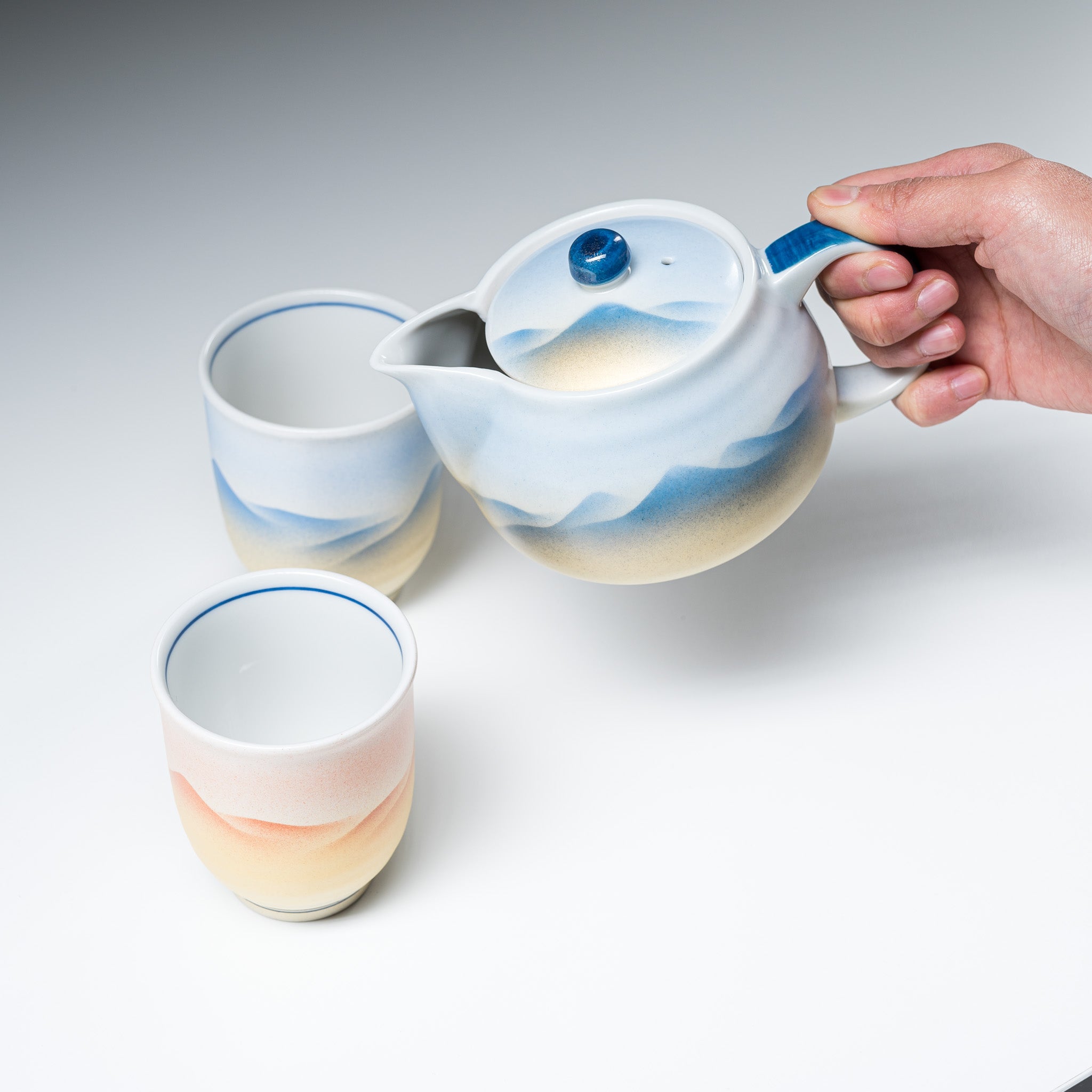 Kutani ware Tea Set - Mountainscape / 九谷焼 茶器