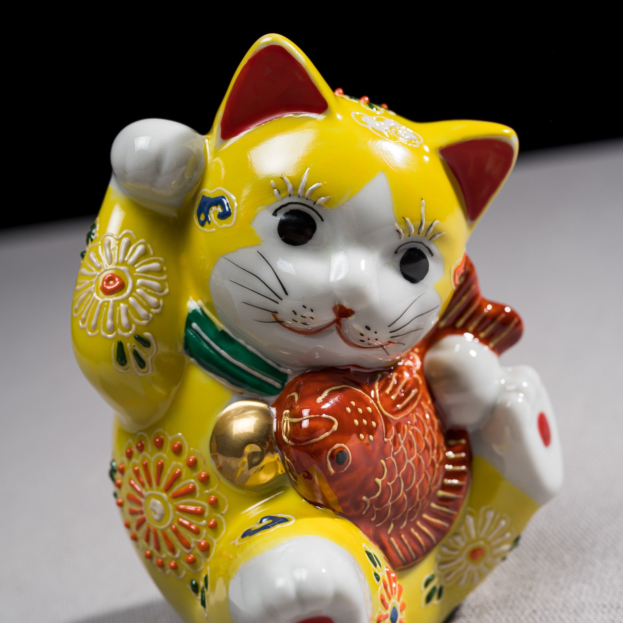 Kutani Ware Animal Ornament - Yellow Cat