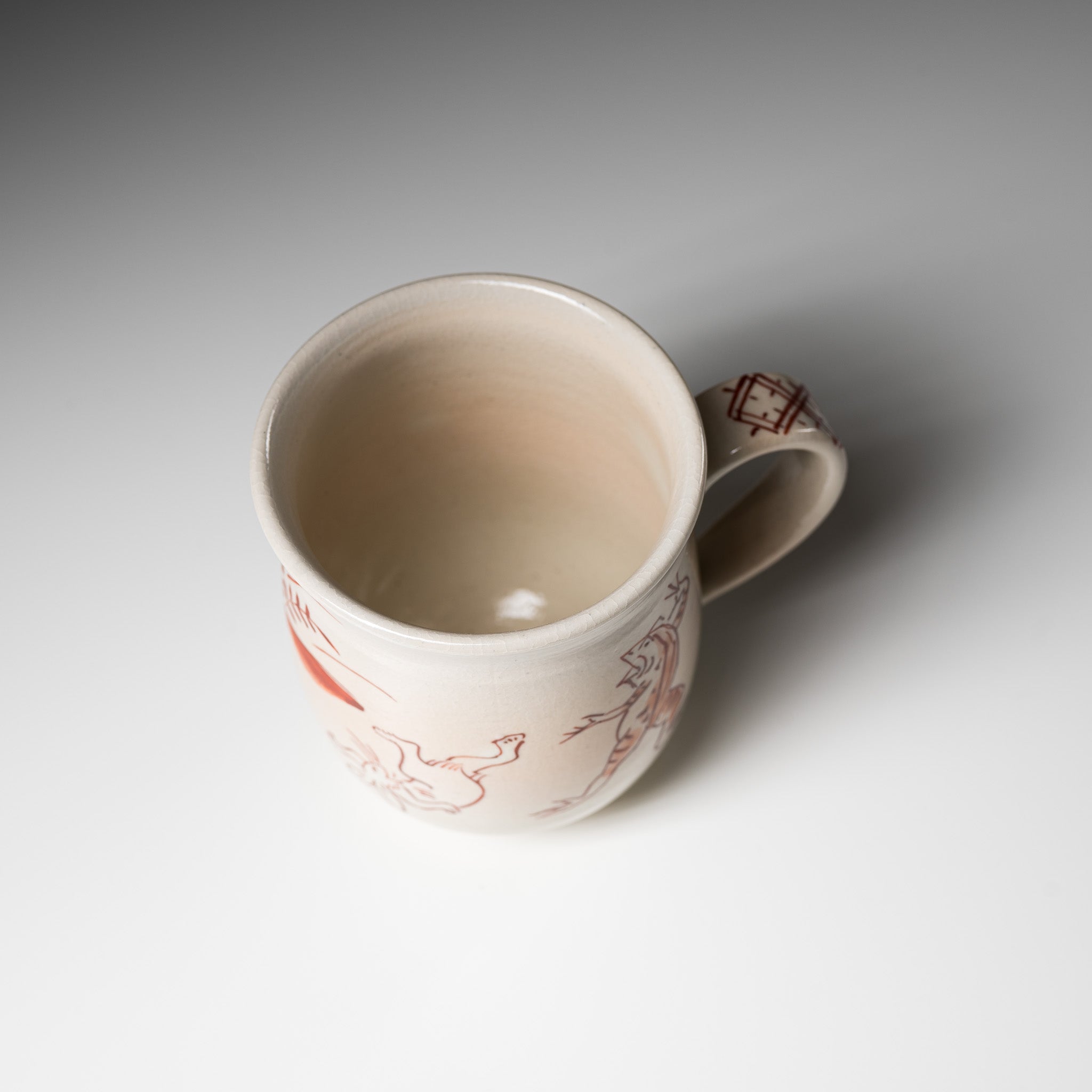 Kyo Kiyomizu Ware Hand made Mug Cup - Gohon Kozanji - Red / 京焼・清水焼き