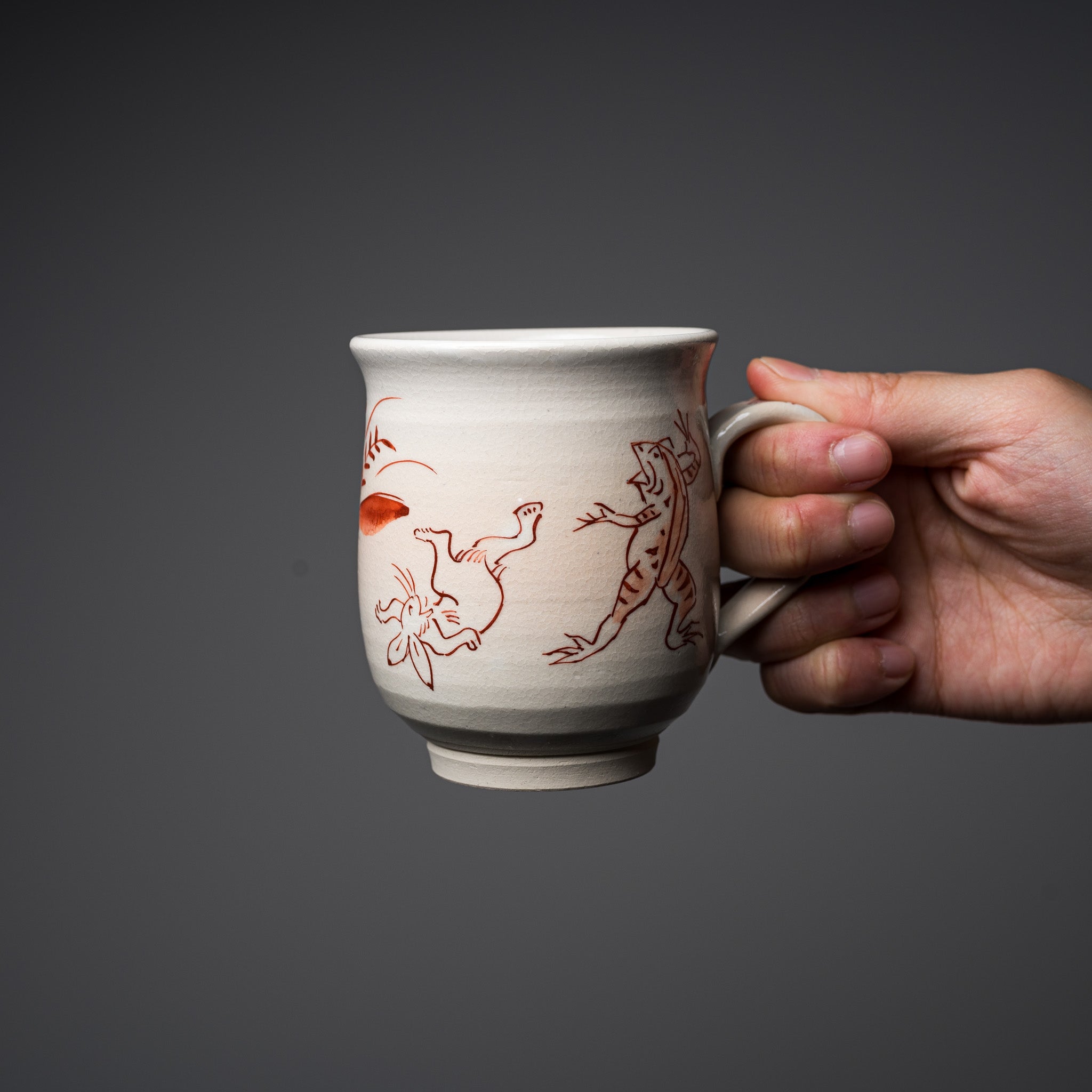Kyo Kiyomizu Ware Hand made Mug Cup - Gohon Kozanji - Red / 京焼・清水焼き