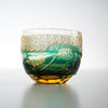 Yamada Glass - Crystal Glass Sake Cups - Mt Fuji - Amber Green