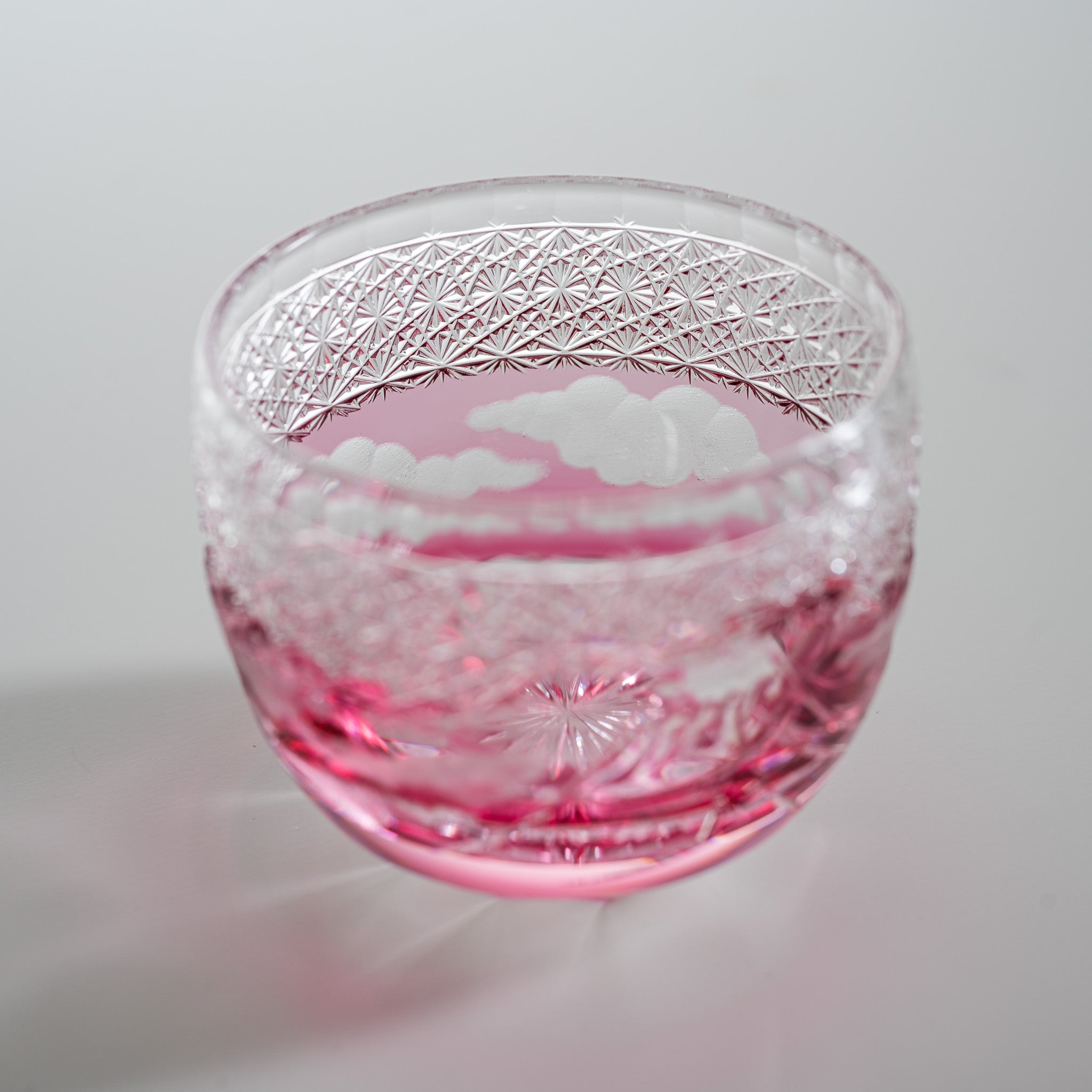 Yamada Glass - Crystal Glass Sake Cups - Mt Fuji - Red