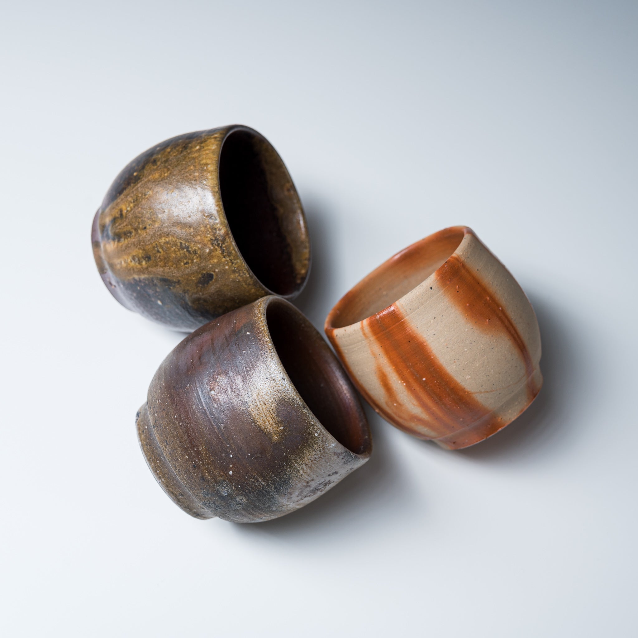 Bizen Pottery Regular Sake Cup with Wooden Box - Sangiri / 備前焼 ぐい呑み