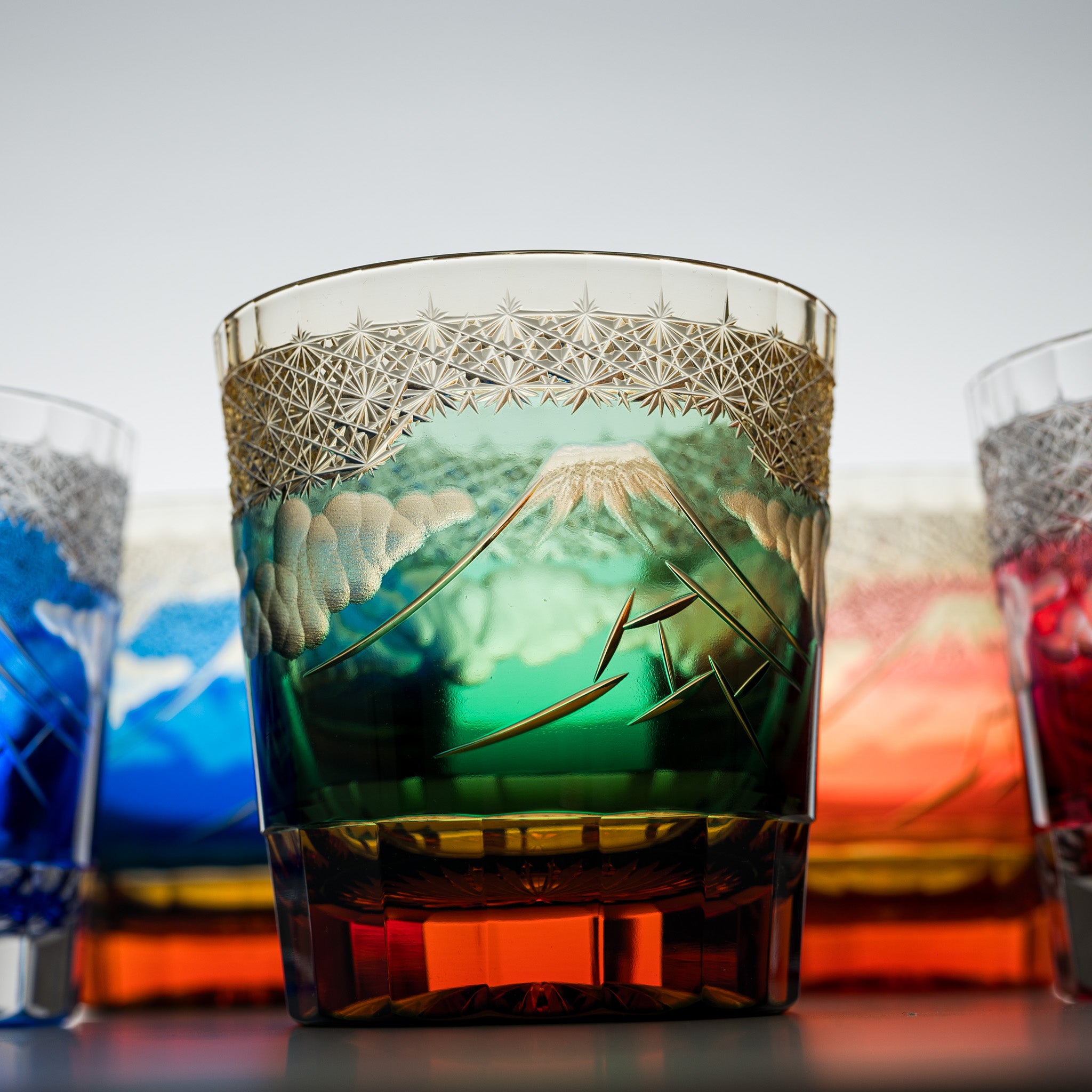 Yamada Glass - Crystal Glass Rock Glass - Mt Fuji - Blue