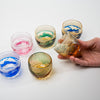Yamada Glass - Crystal Glass Sake Cups - Wave - Amber Green