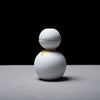 Snowman Sake Set - Matt Glaze - White with Gold Muffler / 雪だるま 酒器セット