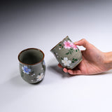 Kutani Ware Pair of Sakura Teacups / 九谷焼