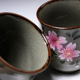 Kutani Ware Pair of Sakura Teacups / 九谷焼