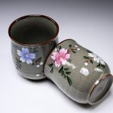 Kutani Ware Pair of Sakura Teacups / 九谷焼