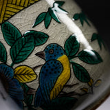 Kutani Ware Pair Yunomi Tea Cup - Blue Kutani Kacho / 九谷焼 ペア湯呑み