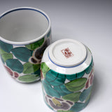 Kutani ware Pair Yunomi Tea Cup - Sasanqua Flower / 九谷焼 ペア湯呑み