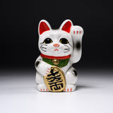Tokoname Ware Lucky Cat Ornament - Left Hand - 13 cm / 常滑焼 招き猫