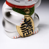 Tokoname Ware Lucky Cat Ornament - Left Hand - 13 cm / 常滑焼 招き猫