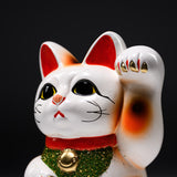 Tokoname Ware Lucky Cat Ornament - Left Hand - 16 cm / 常滑焼 招き猫