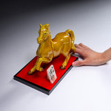 Kutani Ware Animal Ornament - Golden Horse / 九谷焼
