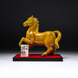 Kutani Ware Animal Ornament - Golden Horse / 九谷焼