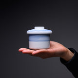 Mino ware Chawanmushi Bowl With Lid - Blue Line / 茶碗蒸し碗