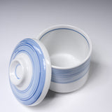 Mino ware Chawanmushi Bowl With Lid - Blue Line / 茶碗蒸し碗