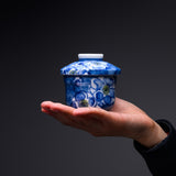 Mino ware Chawanmushi Bowl With Lid - Blue Flower / 茶碗蒸し碗