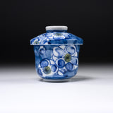 Mino ware Chawanmushi Bowl With Lid - Blue Flower / 茶碗蒸し碗