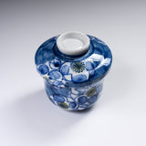 Mino ware Chawanmushi Bowl With Lid - Blue Flower / 茶碗蒸し碗
