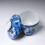 Mino ware Chawanmushi Bowl With Lid - Blue Flower / 茶碗蒸し碗