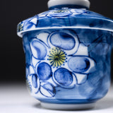Mino ware Chawanmushi Bowl With Lid - Blue Flower / 茶碗蒸し碗