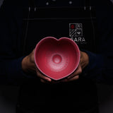 INOME Heart Handmade Matcha Bowl - Red Plum Petal : 梅重ね / 小野 穣 猪目茶碗