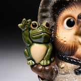 Shigaraki Ware Lucky Raccoon Ornament - Friendly Raccoon Grey - 26 cm / 信楽焼 たぬき