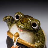 Shigaraki Ware Ornament - Frog in the Wallet / 信楽焼 がま口カエル