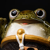 Shigaraki Ware Ornament - Frog in the Wallet / 信楽焼 がま口カエル