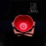 INOME Heart Handmade Matcha Bowl - Camellia Red : 椿色 / 小野 穣 猪目茶碗