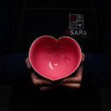 INOME Heart Handmade Matcha Bowl - Old Rose : 長春花 / 小野 穣 猪目茶碗