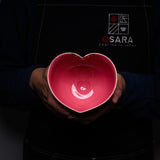 INOME Heart Handmade Matcha Bowl - Golden Ribbon : 長春花金リボン / 小野 穣 猪目茶碗