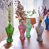 Tsugaru Vidro Free-blown Flower Vase - Verdant Greens of Towada / 十和田の万緑