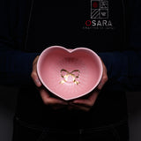 INOME Heart Handmade Matcha Bowl - Nadeshiko Golden Ribbon : 撫子金リボン / 小野 穣 猪目茶碗