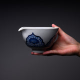 INOME Heart Handmade Matcha Bowl - Sometsuke Arabesque : 染付片口 / 小野 穣 猪目茶碗