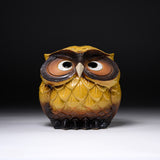 Shigaraki Ware Lucky Owl Ornament  "Sunny" - 16.5 cm / 信楽焼 フクロウ
