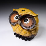 Shigaraki Ware Lucky Owl Ornament  "Sunny" - 16.5 cm / 信楽焼 フクロウ