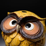Shigaraki Ware Lucky Owl Ornament  "Sunny" - 16.5 cm / 信楽焼 フクロウ