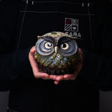 Shigaraki Ware Lucky Owl Ornament  "Sofie" - 10.5 cm / 信楽焼 フクロウ