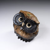 Shigaraki Ware Lucky Bent neck Owl Ornament "Pomme" - 11.5 cm / 信楽焼 フクロウ