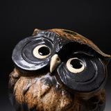 Shigaraki Ware Lucky Bent neck Owl Ornament "Pomme" - 11.5 cm / 信楽焼 フクロウ