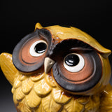 Shigaraki Ware Lucky Dancing Owl Ornament "Mango" - 16 cm / 信楽焼 フクロウ