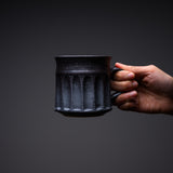 MARUKO Seto Ware Mug Cup - Carved Ridges Black / 瀬戸焼 マグカップ