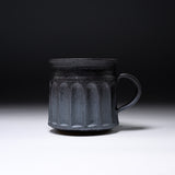 MARUKO Seto Ware Mug Cup - Carved Ridges Black / 瀬戸焼 マグカップ