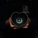 INOME Heart Handmade Matcha Bowl - Kourai Oribe : 高麗納戸織部 / 小野 穣 猪目茶碗